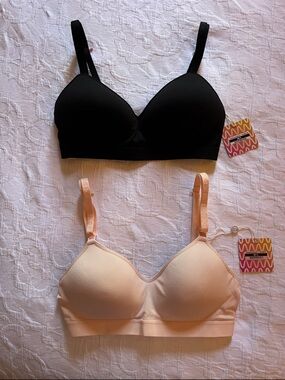 Nursing Wireless T-shirt Bras - Black & Light Pink